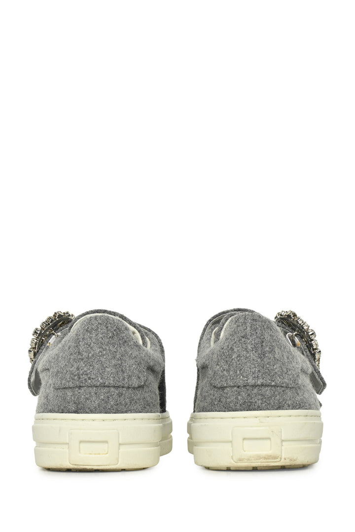 Roger Vivier Size 35 Viv'2 Strass Buckle Fabric Slip On Sneaker