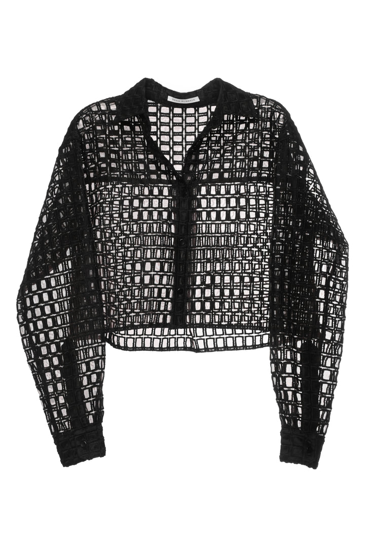 Maria McManus Size S/M Embroidered Sheer Cropped Blouse