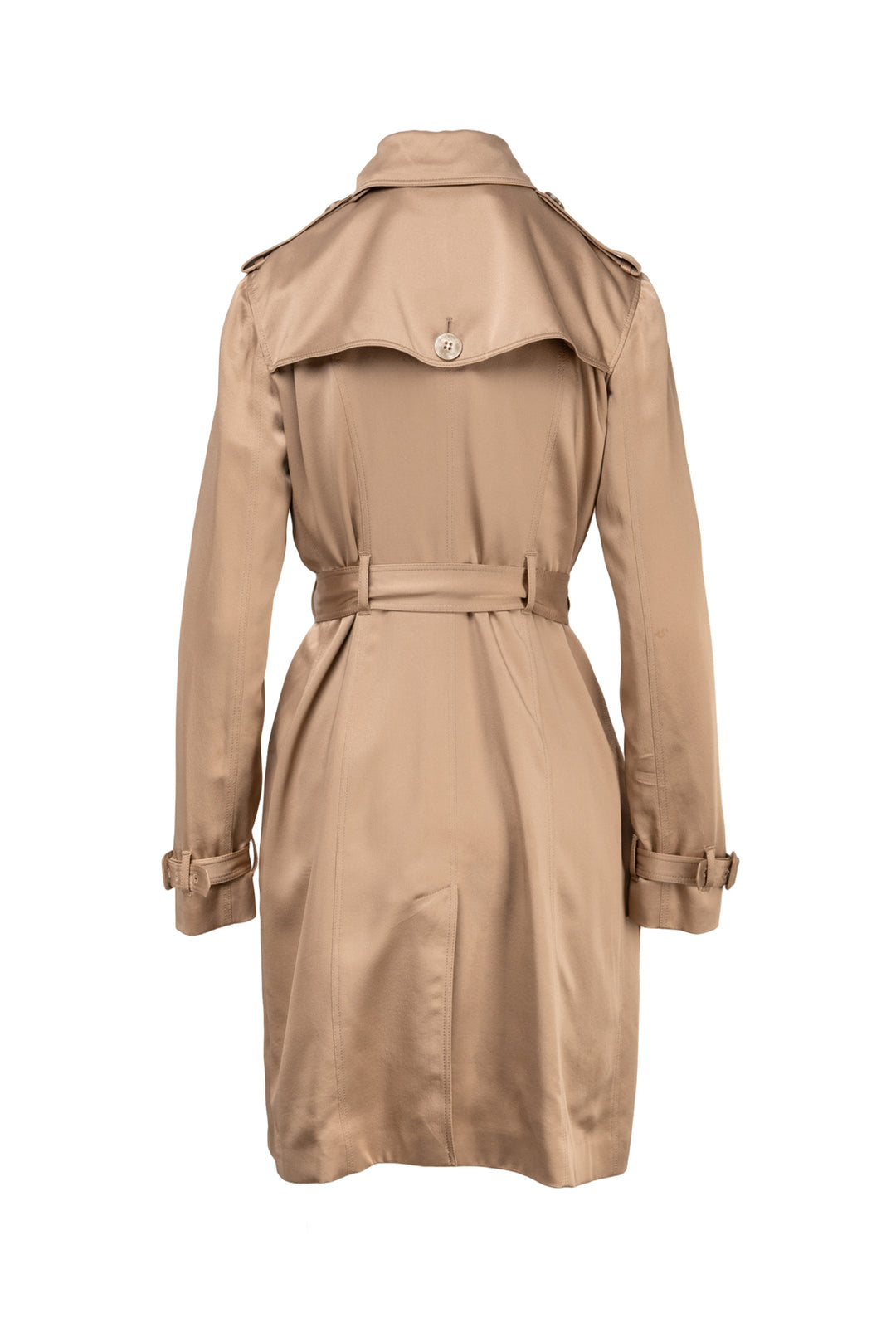 Burberry London Size 8 Silk Double Breasted Trench Coat