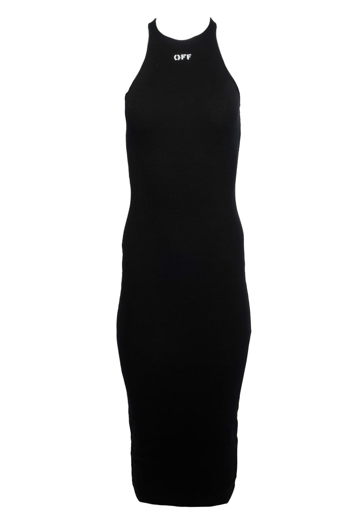 Off White Size 4 Ribbed Logo Maxi Dress