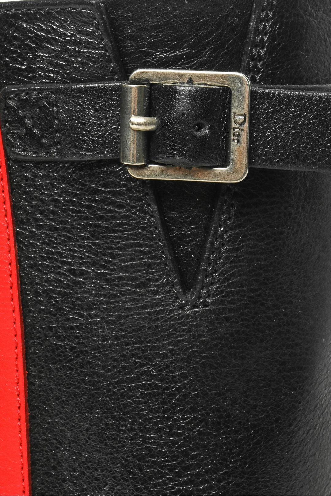 Dior Size 37.5 Leather Striped Motorcycle Boots