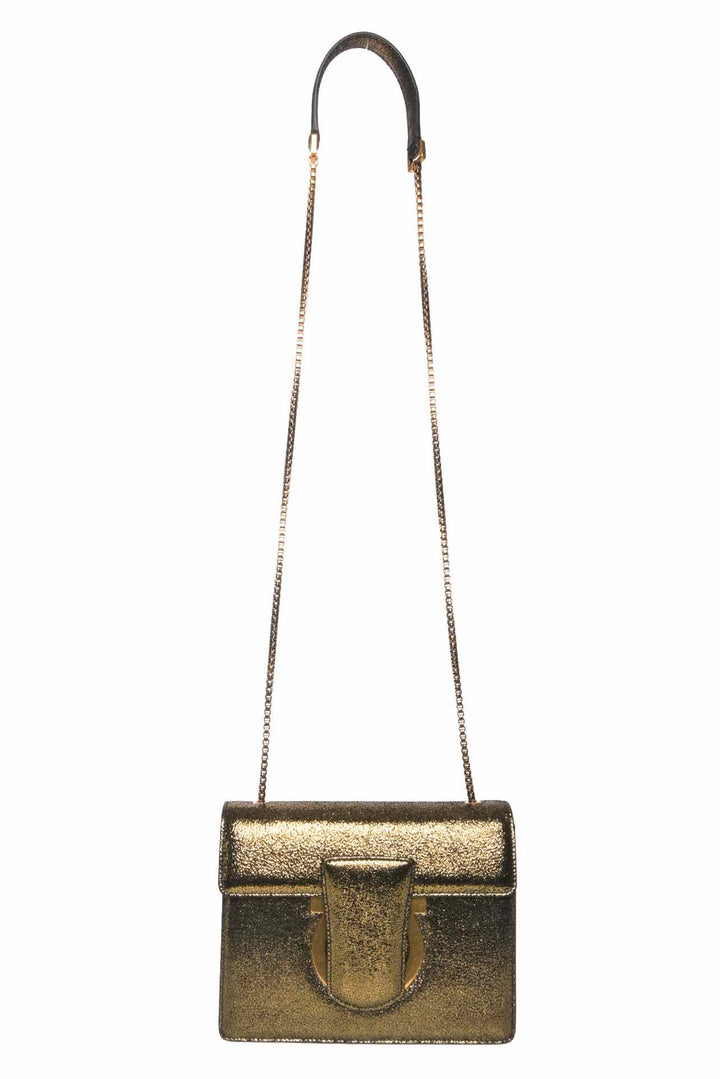 Salvatore Ferragamo Thalia Metallic Leather Shoulder Bag