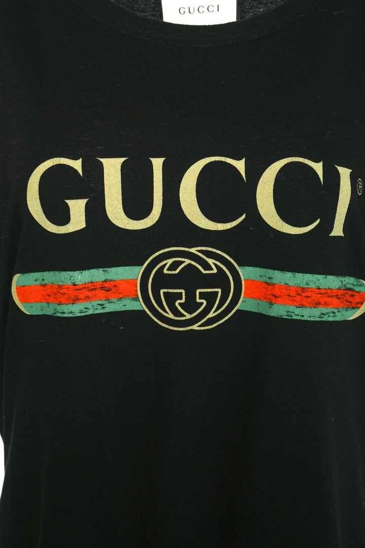 Gucci Size M Men's Distressed Logo Graphic Tee