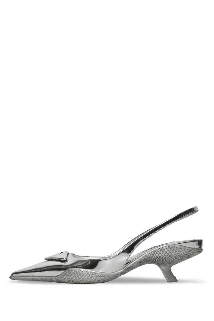 Prada Size 36 Triangle Logo Patent Leather Slingback Pumps