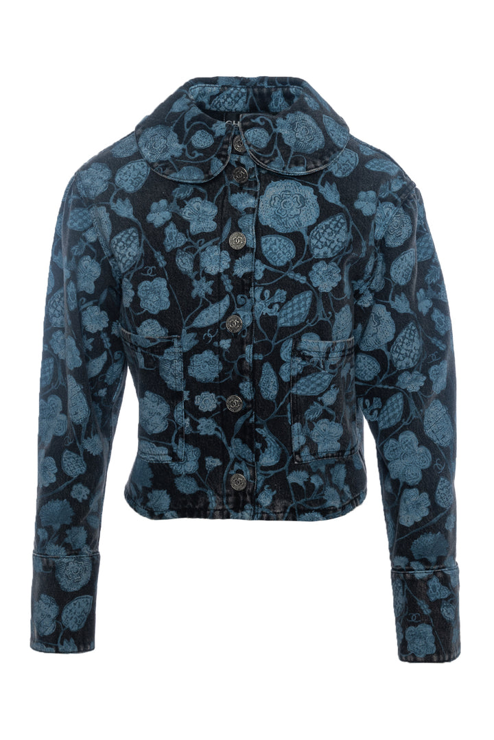 Chanel Size 34 2021 Le Chateau Des Dames Floral Print Denim Jacket