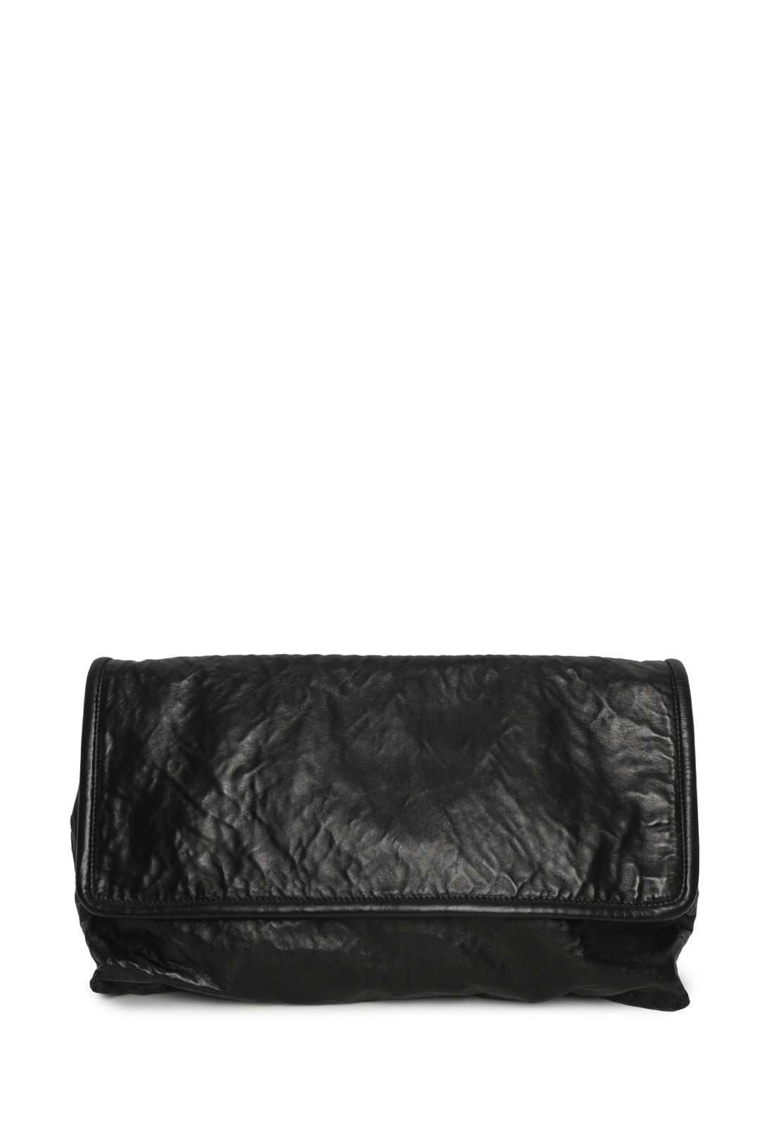 Prada Triangle Logo Large Leather Clutch