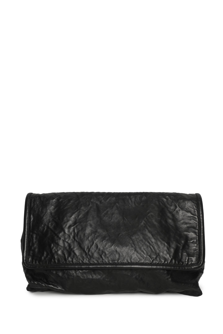 Prada Triangle Logo Large Leather Clutch