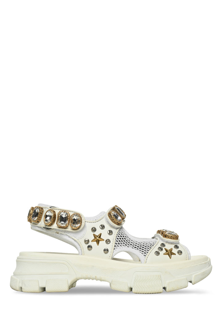 Gucci Size 36.5 Flash Trek Leather Aguru Sandals