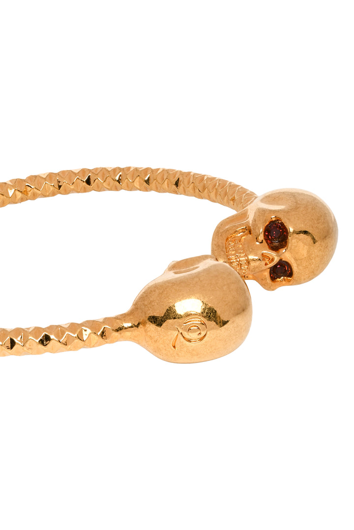 Alexander Mcqueen Crystal Twin Skulls Cuff Bracelet
