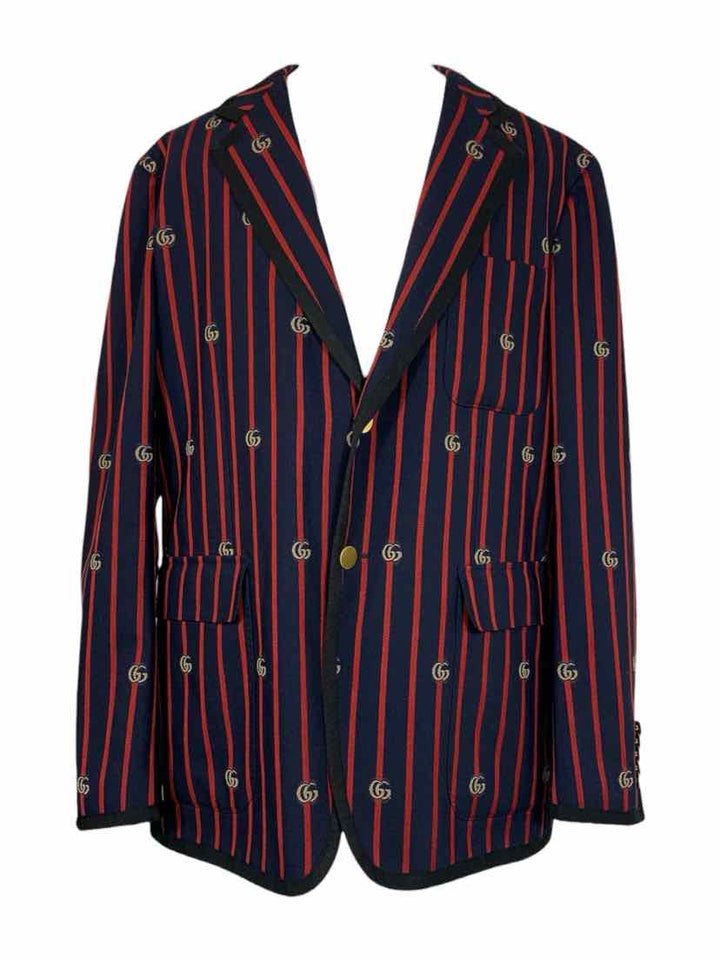 Gucci Size 42 Men's GG Striped Wool Blazer