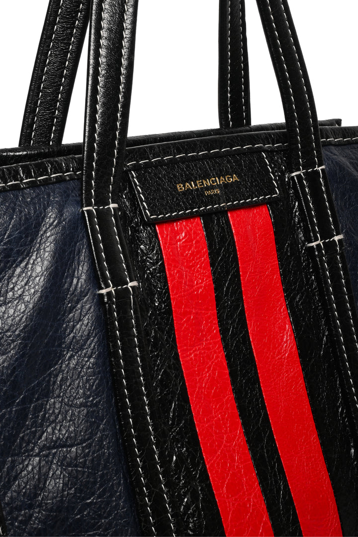 Balenciaga F/W 2017 Striped Lambskin Small Bazar Shopper Tote