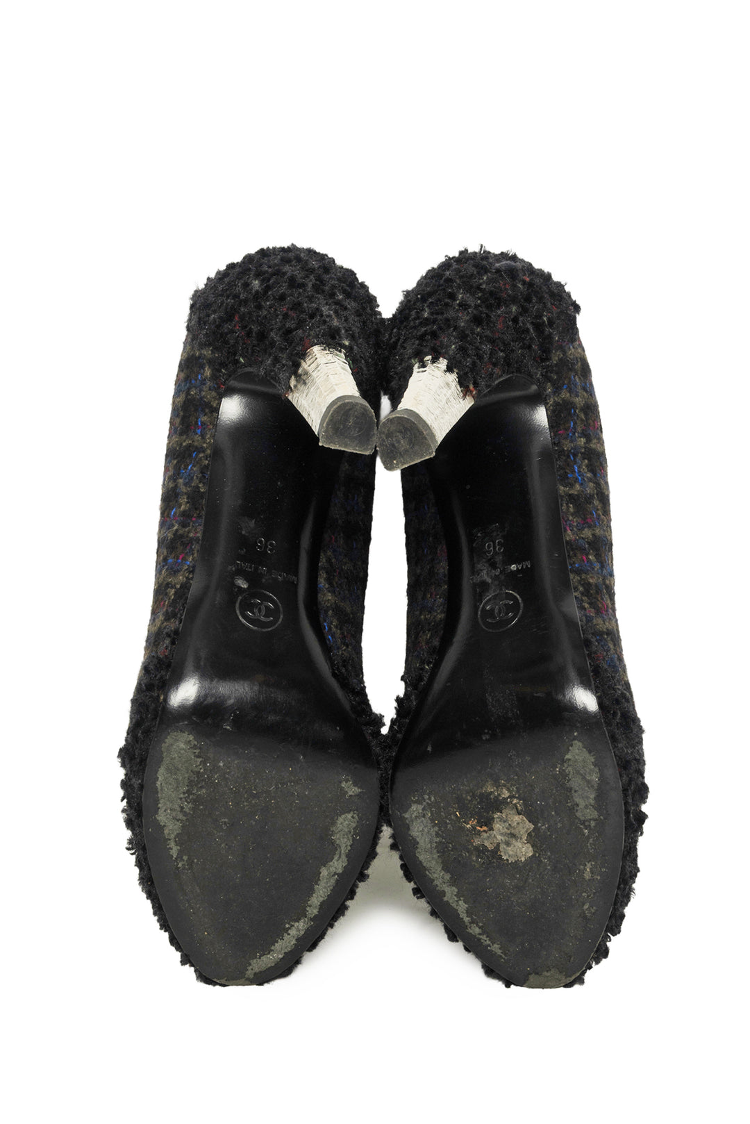 Chanel Size 36 Tweed Lace Up Ankle Boots