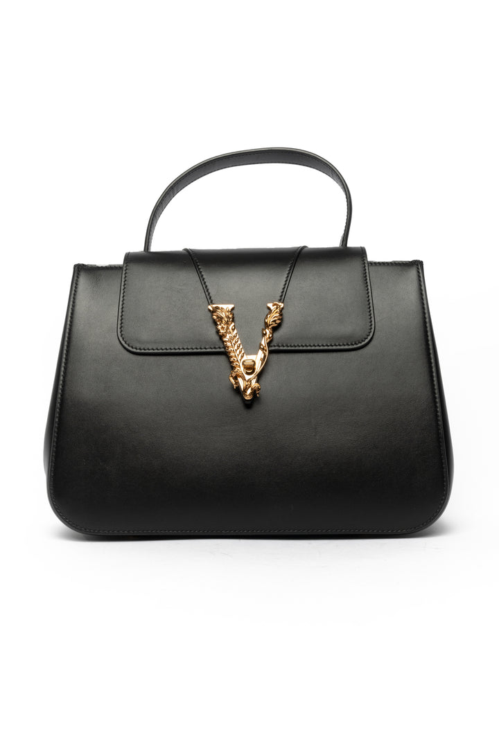 Versace Virtus Calf Leather Top Handle Bag