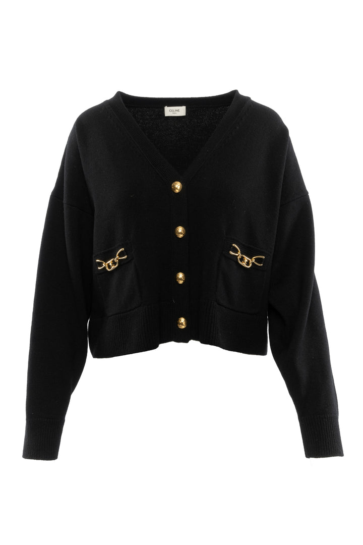 Gucci Size L Horsebit Detail Cashmere Cardigan