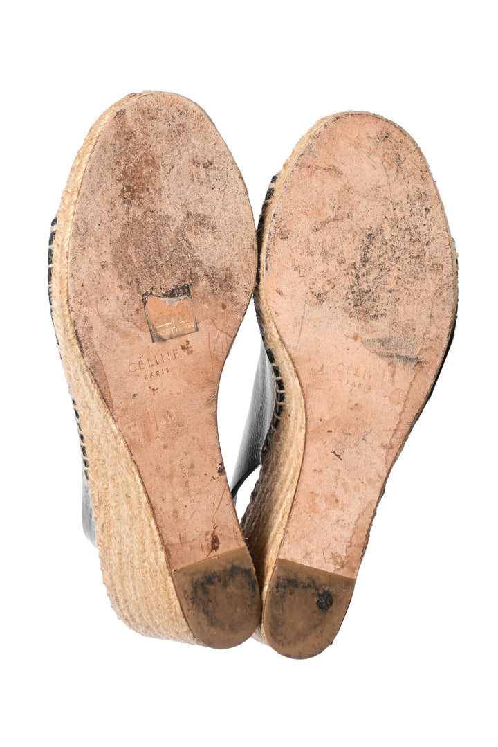 Celine Size 38 Open Toe Wedge Espadrilles