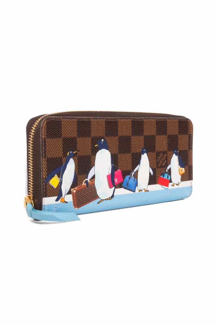 Louis Vuitton Damier Ebene Christmas Animation Penguin Clemence Wallet