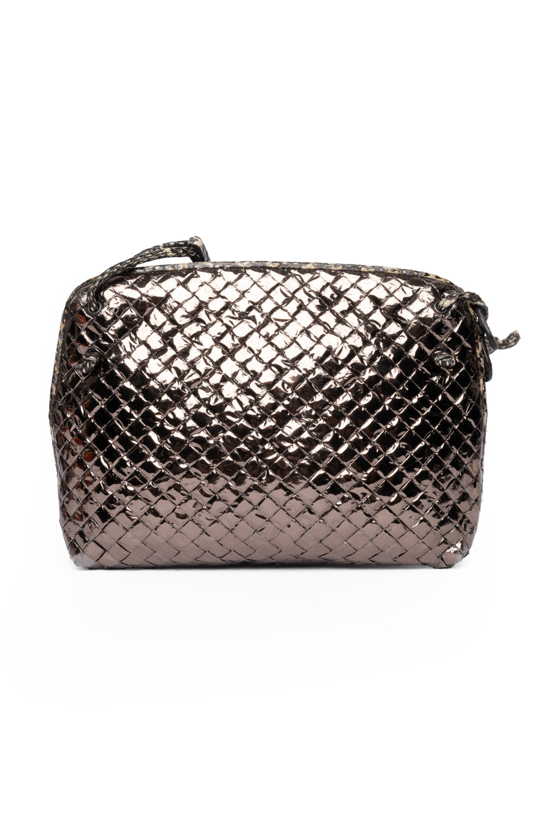 Bottega Veneta Metallic Ayers Intrecciato Nodini Crossbody