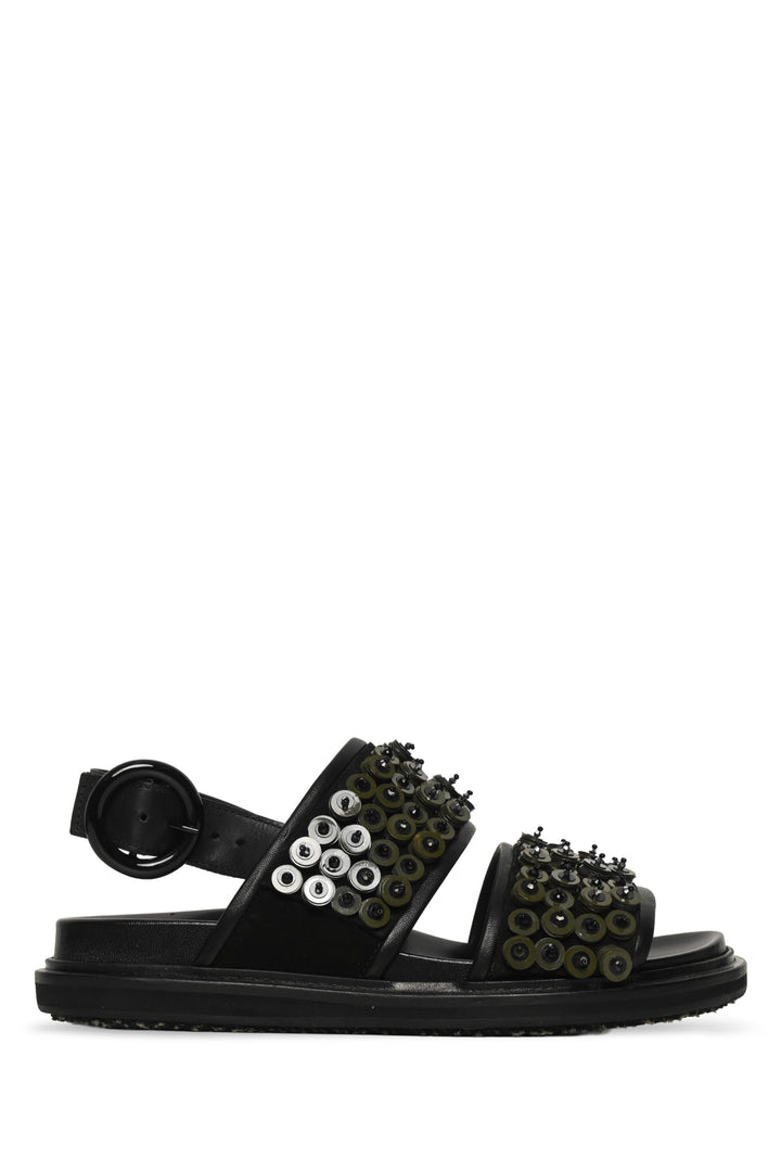 Marni Size 37.5 Embellished Leather Slingback Sandals