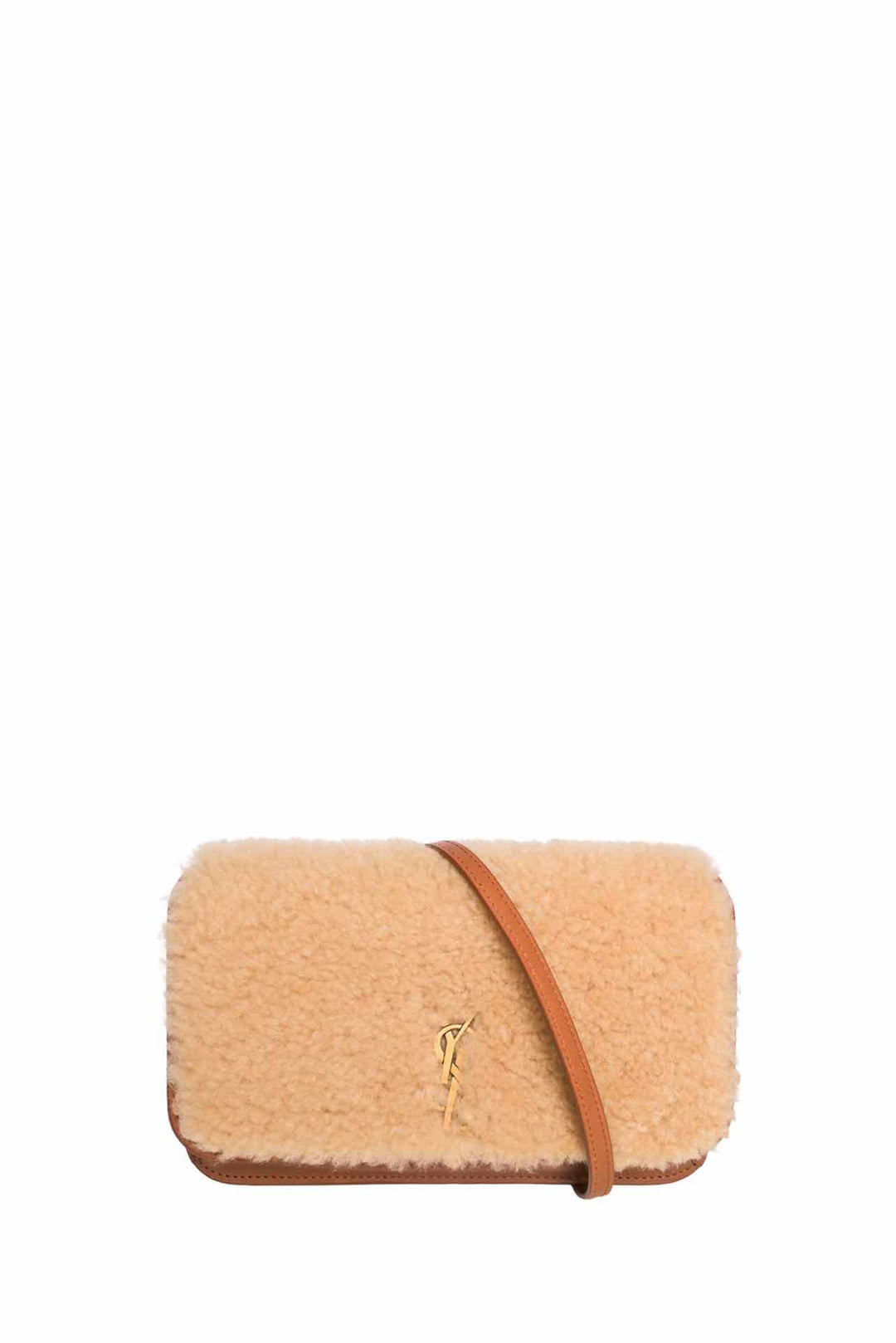 Saint Laurent 2021 Shearling Monogram Phone Holder Crossbody