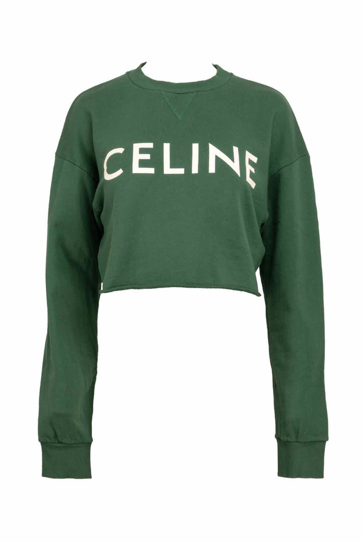 Celine Size S Cropped Logo Crewneck Sweatshirt
