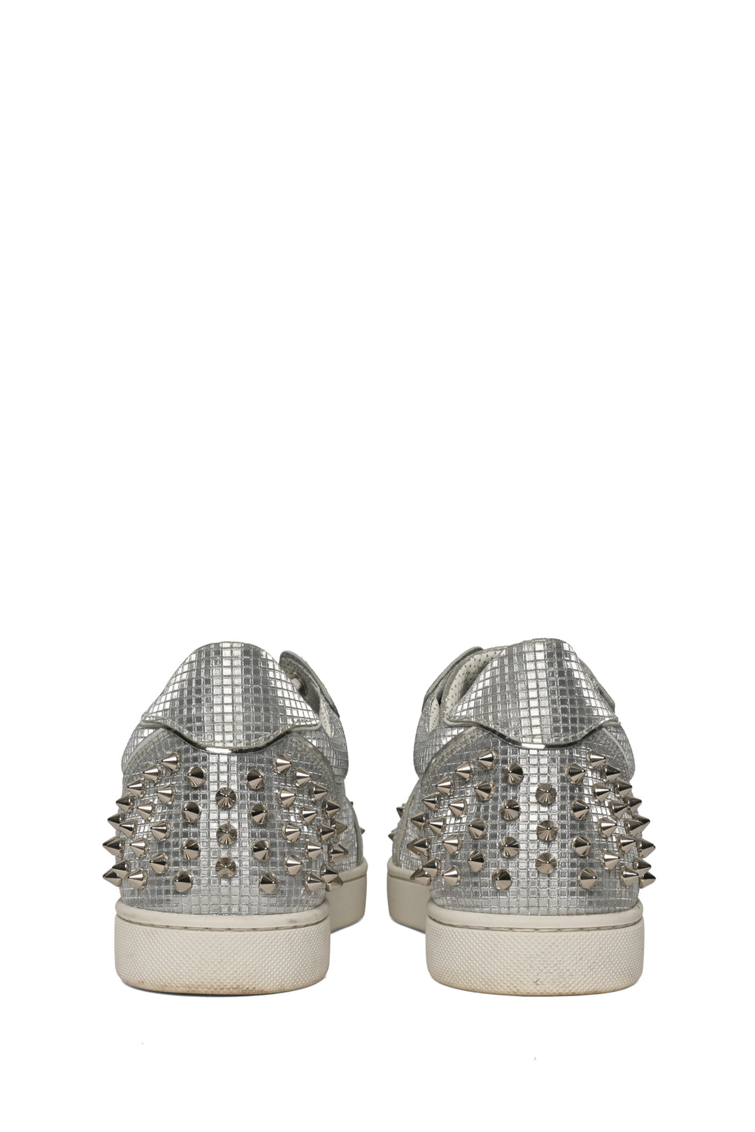 Christian Louboutin Size 40 Silver Mirrored & Studded Vieira 2 Sneaker