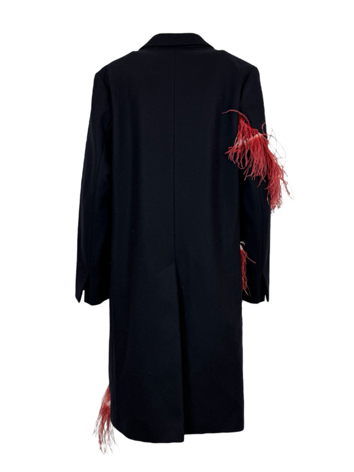 Dries Van Noten Size 36 Feather Trim Wool Blend Coat