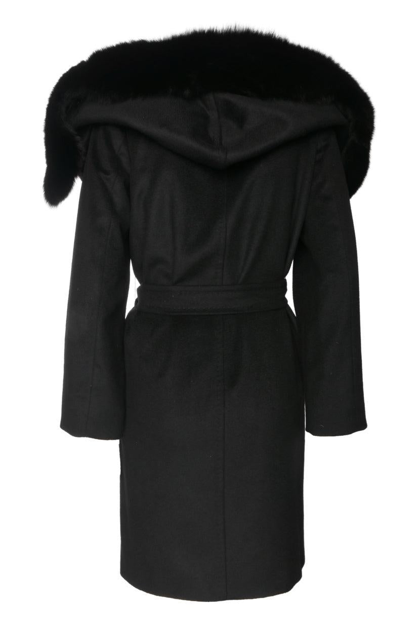 Max Mara Studio Size 36 Virgin Wool Fur Trim Coat