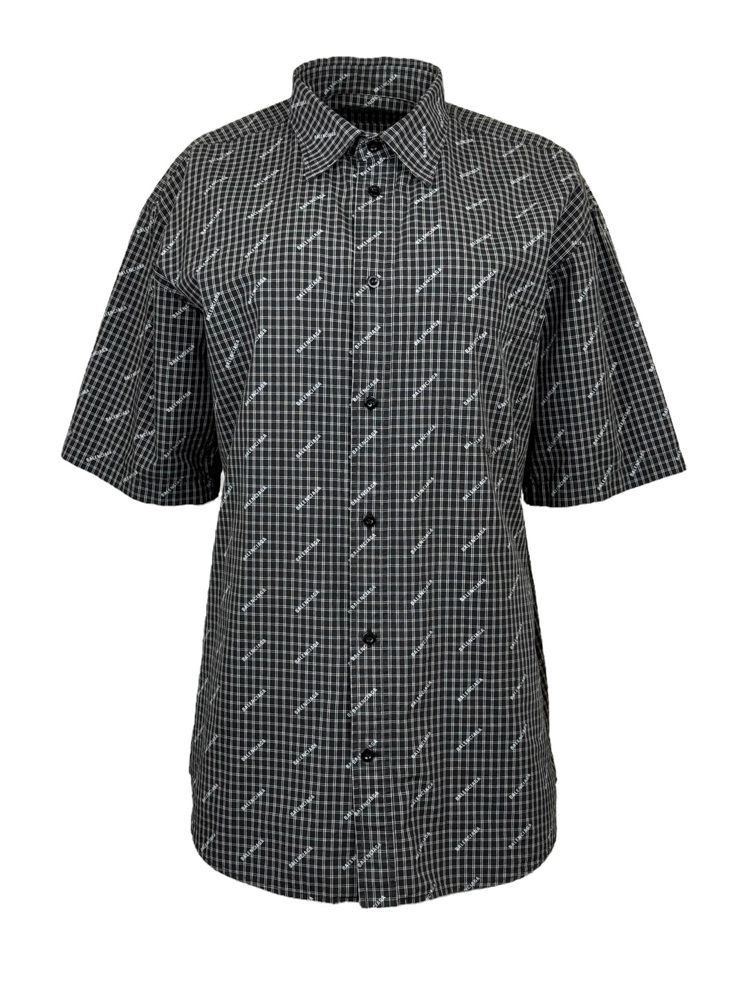Balenciaga Size 39 Men's 2018 Logo Check Shirt Short Sleeve