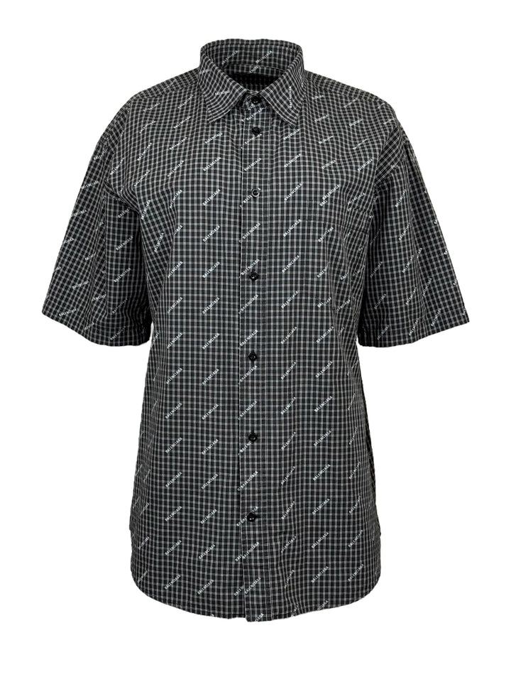 Balenciaga Size 39 Men's 2018 Logo Check Shirt Short Sleeve