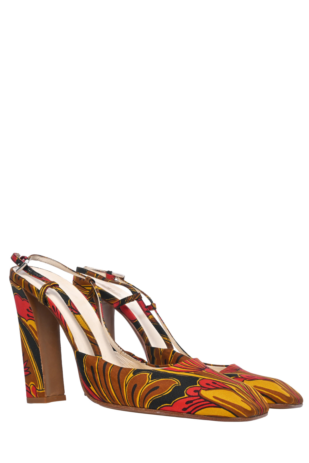 Prada Size 40 Floral Printed Slingback Pumps