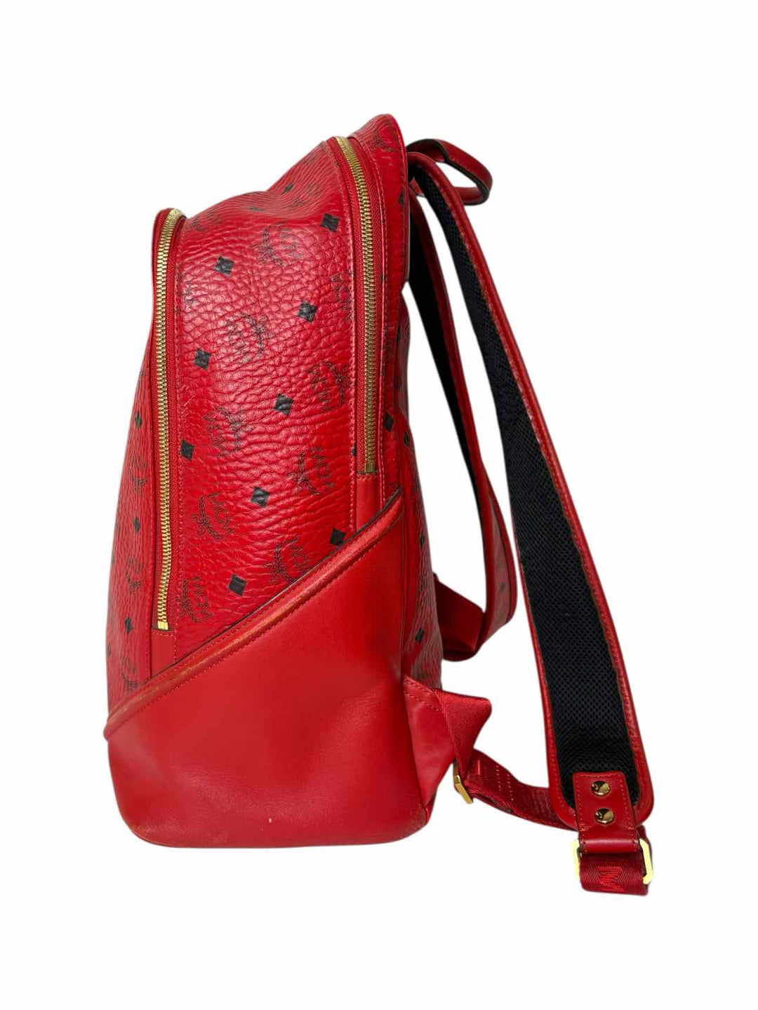 MCM Red Logo Leather BackPack