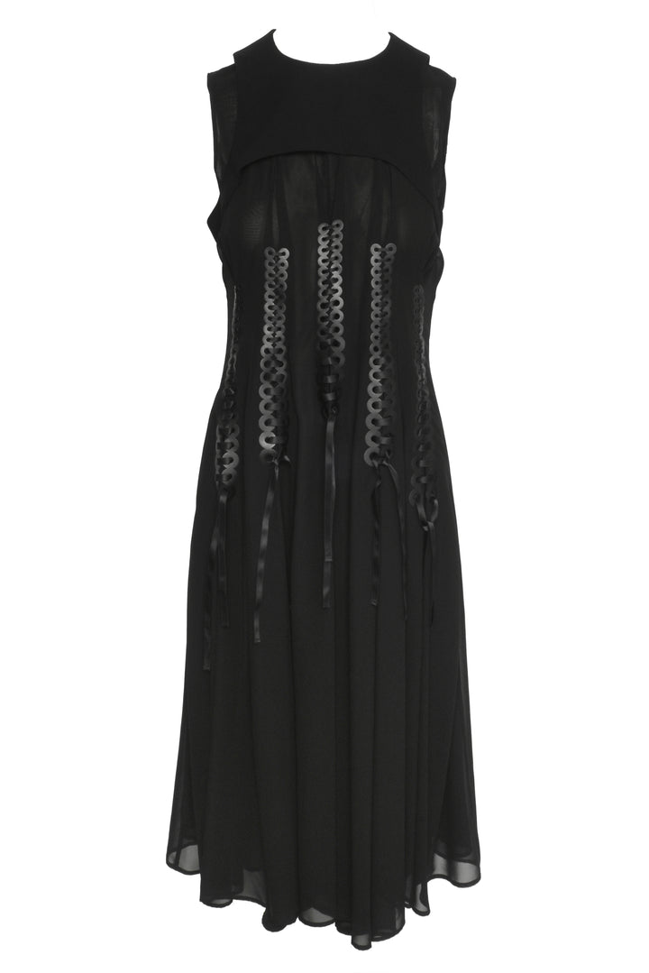 Comme Des Garcons Noir Kei Ninomiya Size L Lace Up Panels Midi Dress
