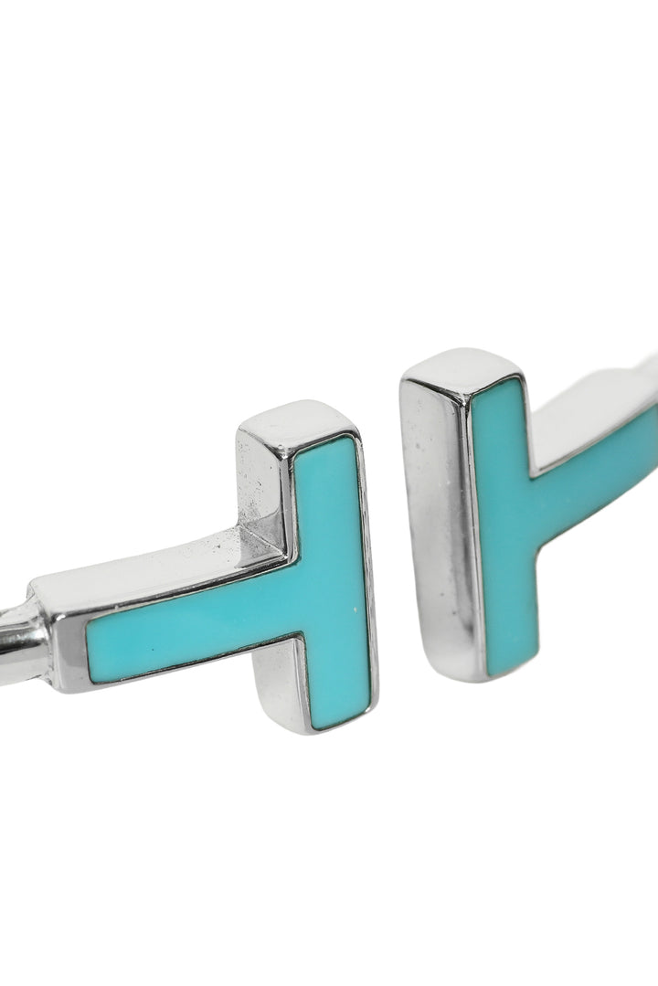 Tiffany & Co 18K White Golkd Turquoise Wire Bracelet