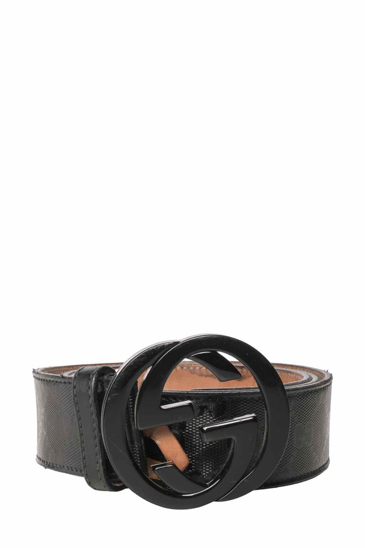 Gucci Size 38 GG Supreme Coated Canvas Interlocking G Buckle Men's Belt