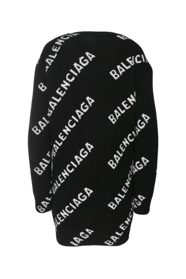 Balenciaga Size S Men's Logo Intarsia Wool Blend Cardigan