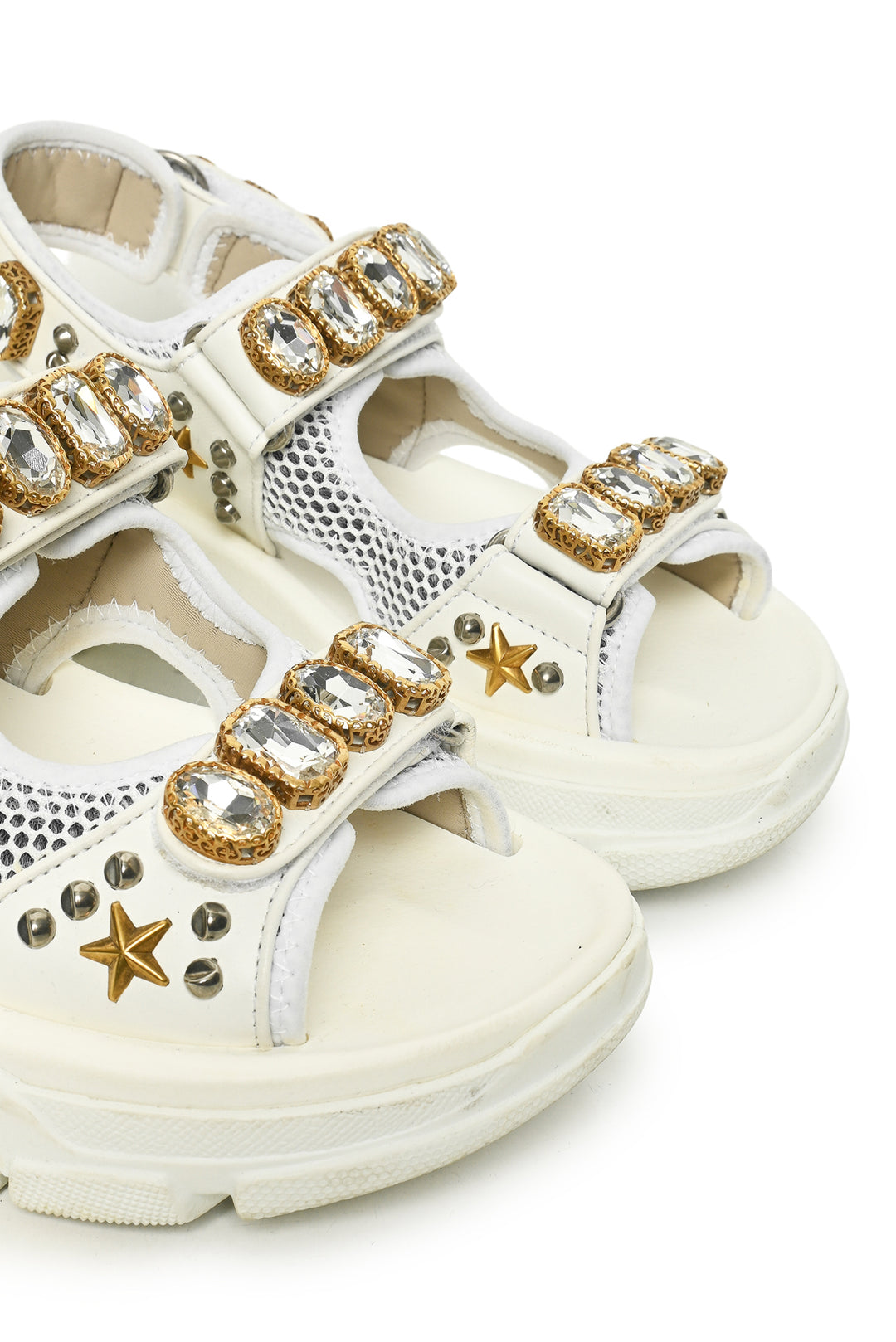 Gucci Size 36.5 Flash Trek Leather Aguru Sandals