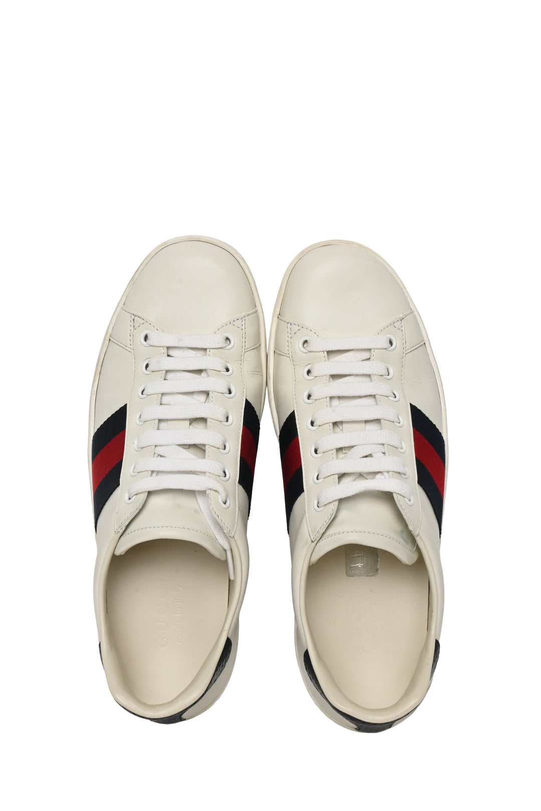Mens Shoe Size 8.5 Gucci Men's Web Stripe Ace Leather Sneakers