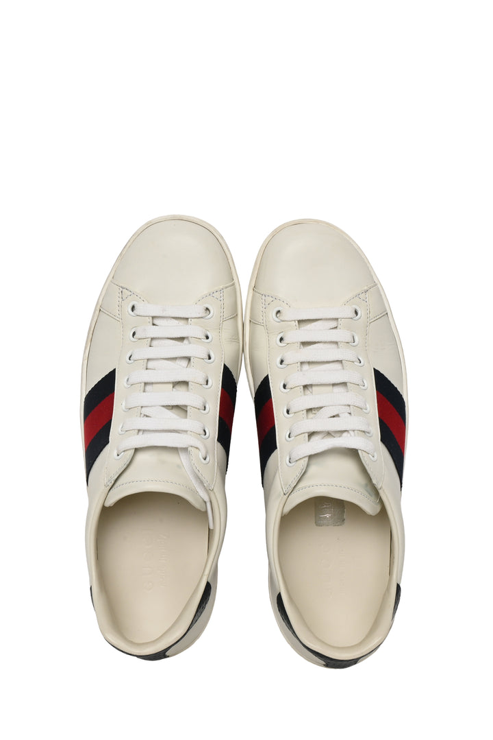 Mens Shoe Size 8.5 Gucci Men's Web Stripe Ace Leather Sneakers