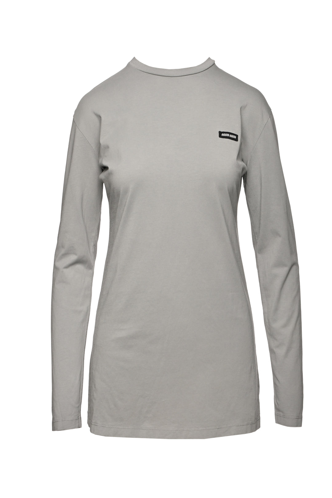 Miu Miu Size S 2024 Logo Cotton Long Sleeve T-Shirt
