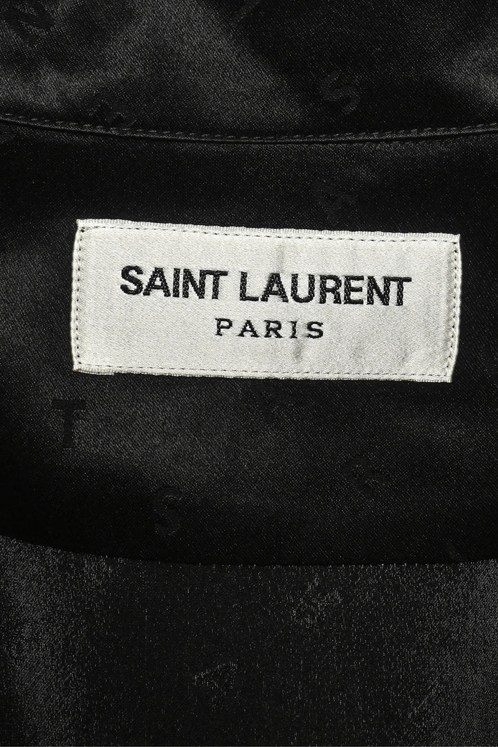 Saint Laurent Size M Men's 2021 Camp-Collar Silk Letters Shirt Short Sleeve