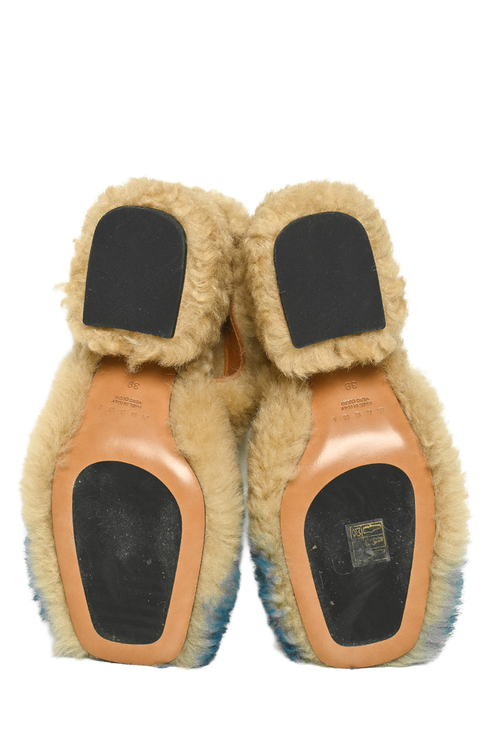 Marni Size 39 Sheepskin Slingback Pumps