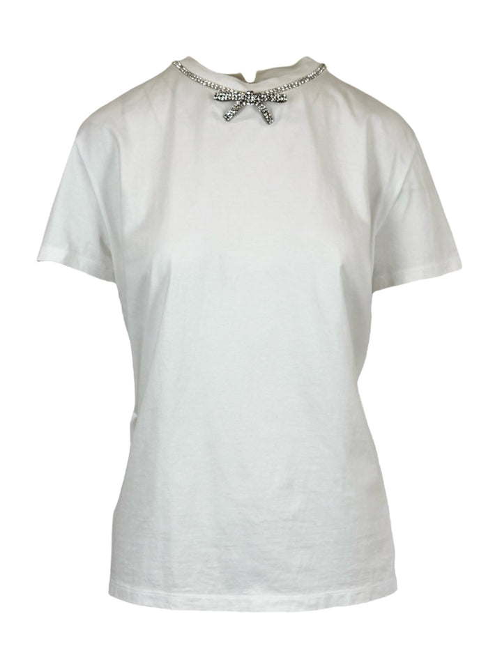 Miu Miu 2019 Crystal Bow T-Shirt