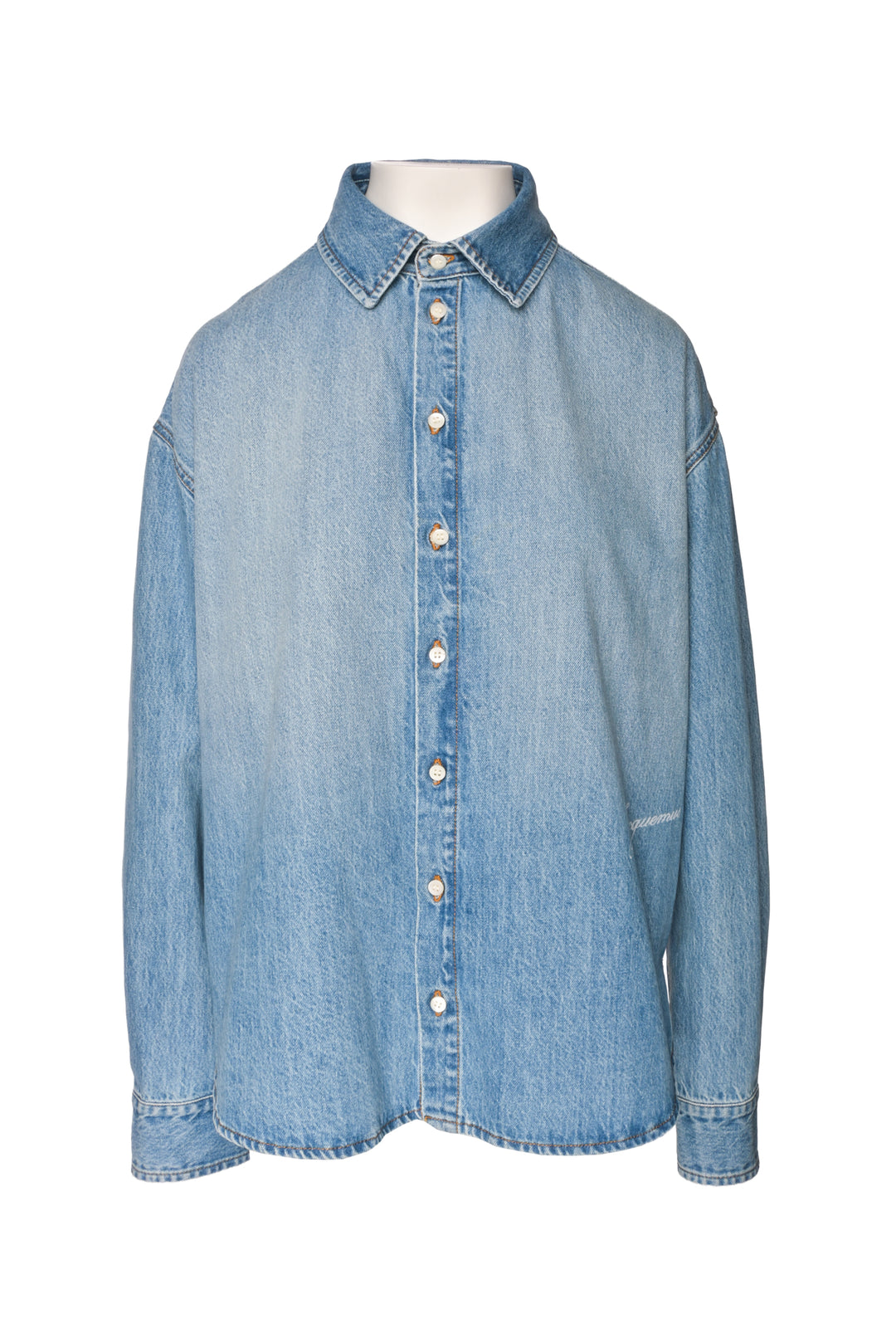 Jacquemus Size 46 Men's 'The Simon de-Nimes' Logo Denim Shirt Long Sleeve