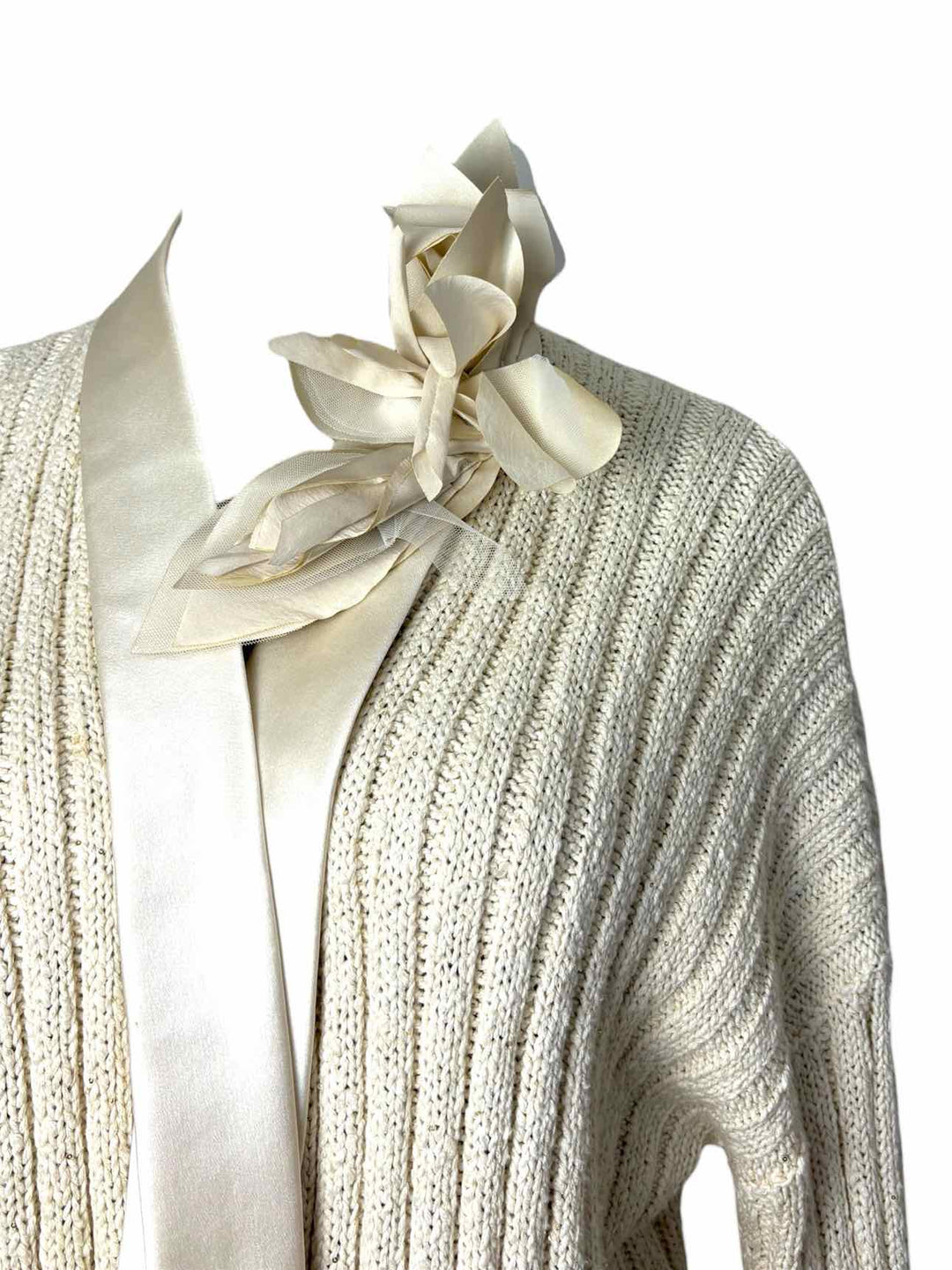 Brunello Cucinelli Size M Metallic Ribbed Cotton Blend Cardigan
