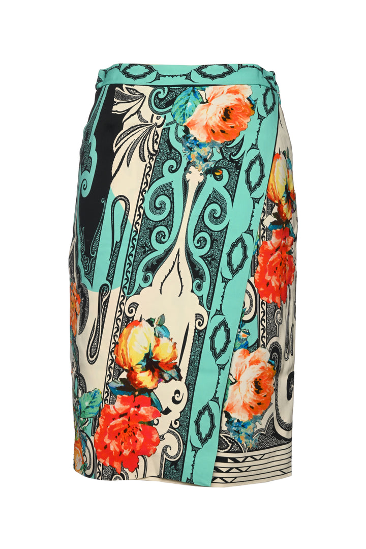 Etro Size 4 Floral & Paisley Print Knee Length Skirt
