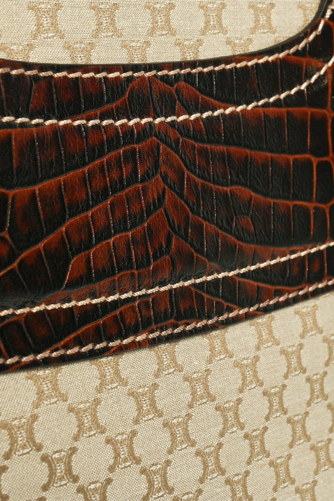 Celine 2007 Macadam Canvas & Embossed Leather Boogie Tote