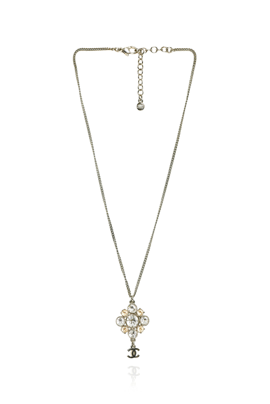 Chanel 2011 Crystal & Interlocking CC Drop Pendant Necklace