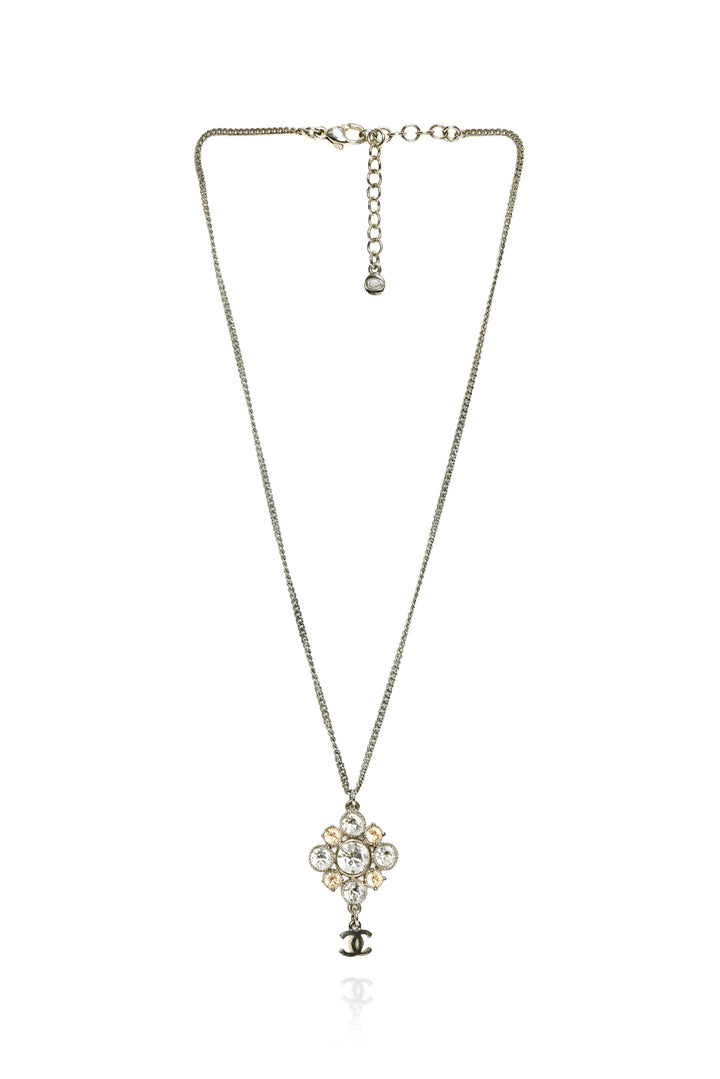 Chanel 2011 Crystal & Interlocking CC Drop Pendant Necklace