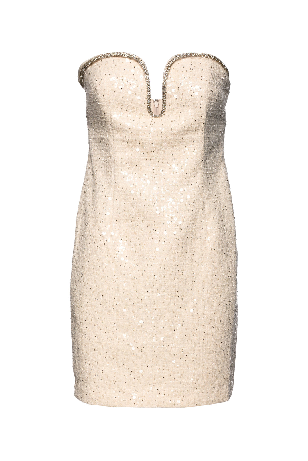 Self Portrait Size 8 Cream Sequin Boucle Mini Dress