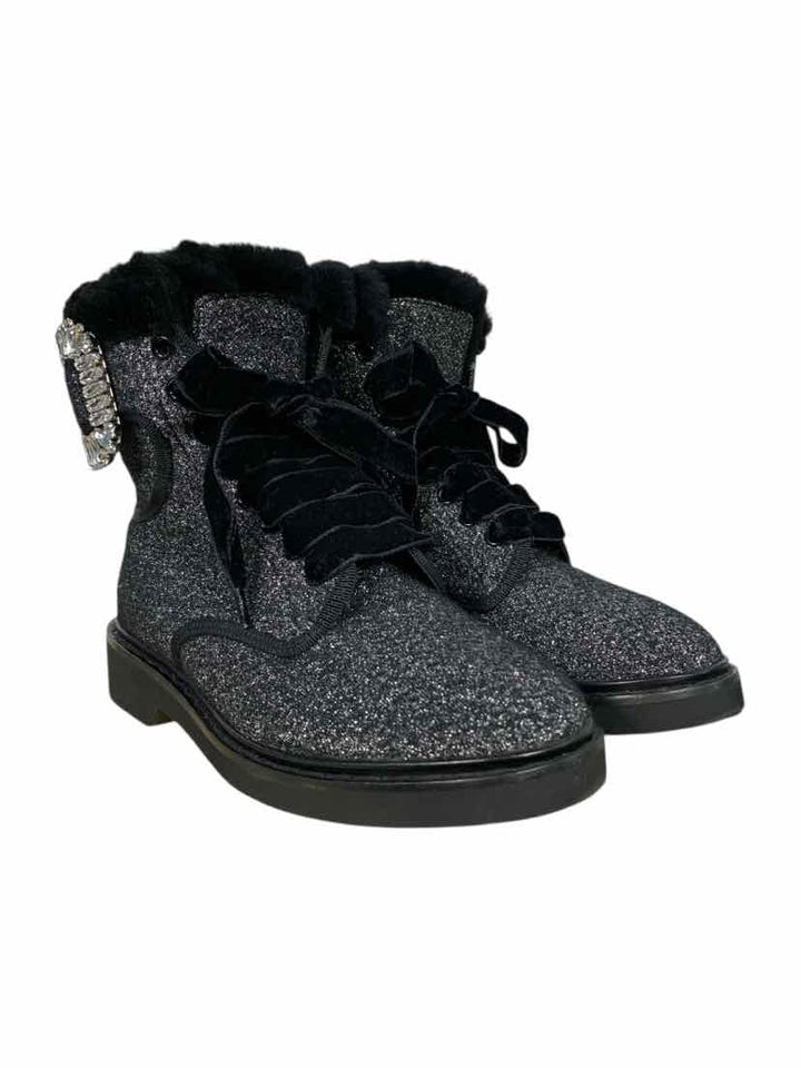 Roger Vivier Size 35 Viv' Rangers 45 Shearling Lined Ankle Boots